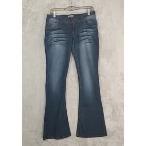 MUDD Flare/Bootcut Blue Jeans Dark Wash Y2K Era Embroidered Back Pockets Size 9